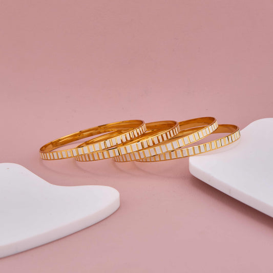Dual-Tone Gold and White Bangles for Daily & Party Wear