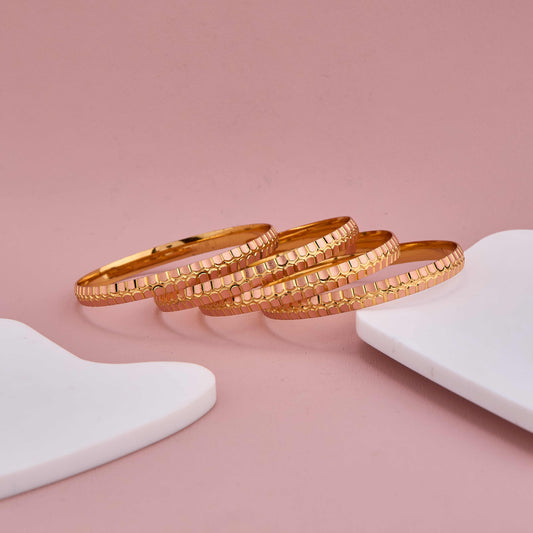 Gold and Nude Honeycomb Pattern Bangles