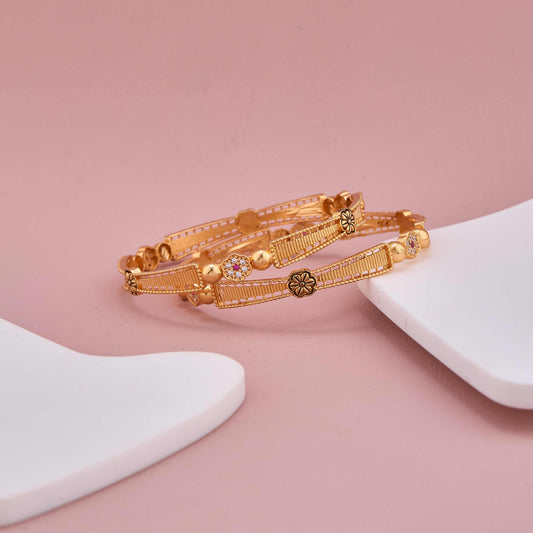 Elegant Heritage Bangles with Artificial Stones and Golden Shine