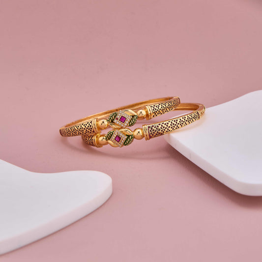 Ruby Charm Leaf Motif Bangles