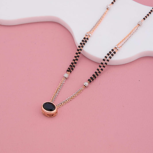 Rosegold Radiance Black Stone Mangalsutra