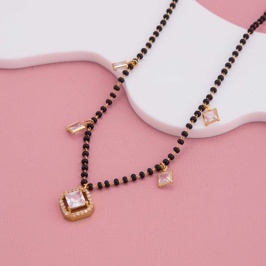 Shimmering Square Accents American Diamond Mangalsutra