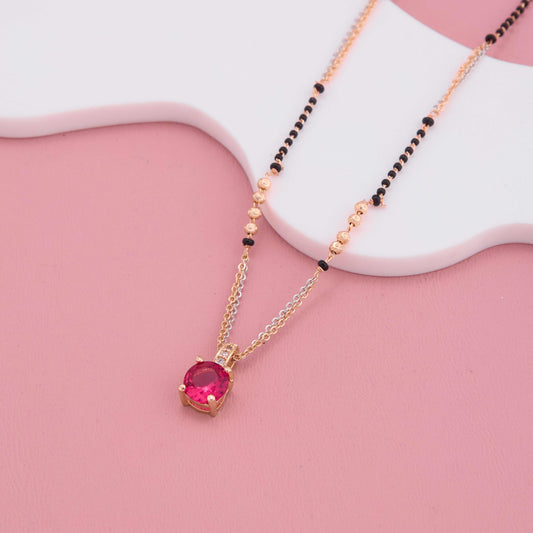Radiant Red Diamond Dual Strand Rosegold Mangalsutra