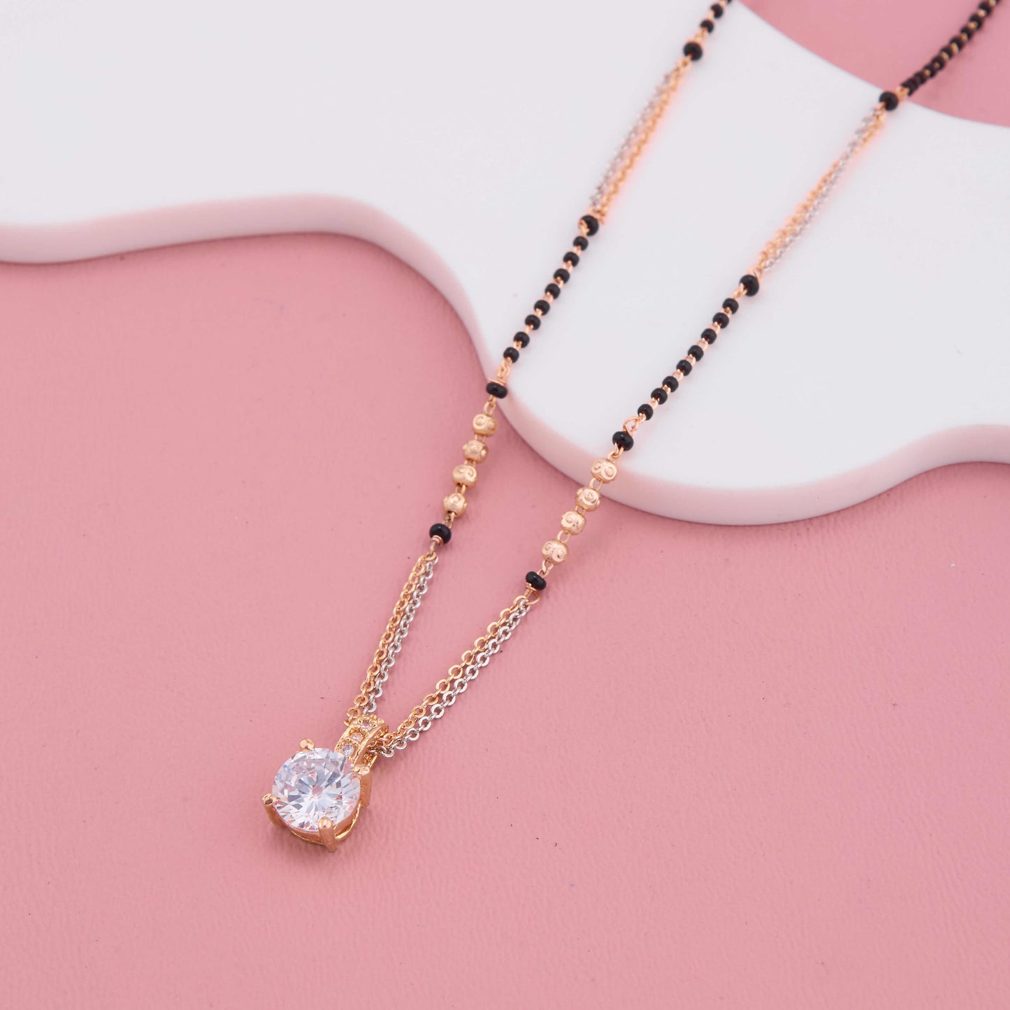 Sparkling Solitaire American Diamond Dual Strand Mangalsutra