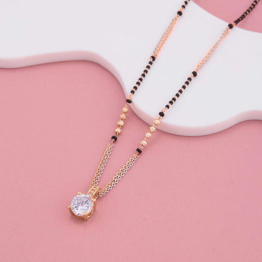 Sparkling Solitaire American Diamond Dual Strand Mangalsutra