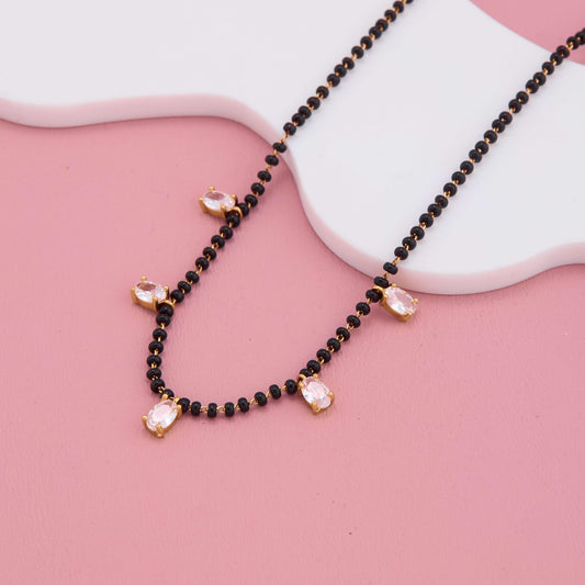 Classic Black Bead Mangalsutra with Sparkling Diamond Accents