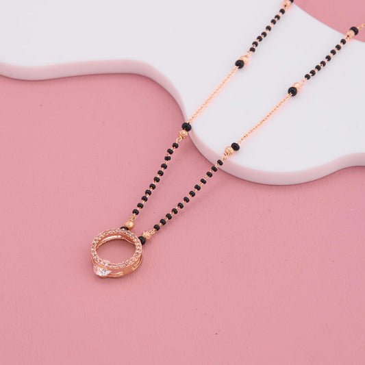 Minimal Rosegold Mangalsutra with Circular Pendant Design