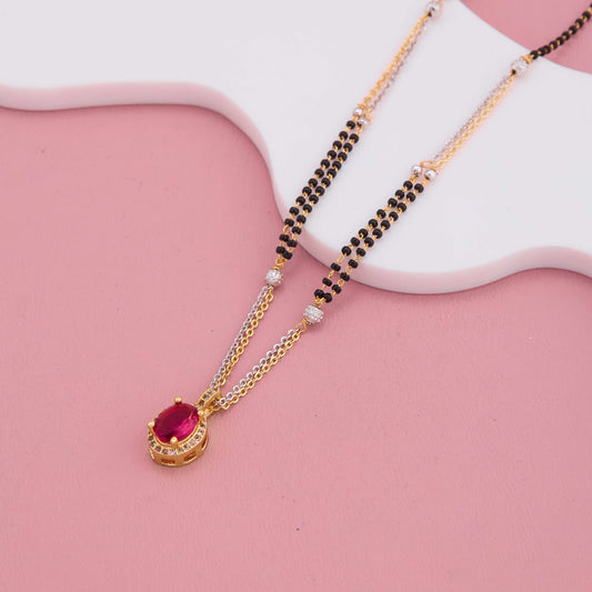 Royal Charm Ruby-Centered American Diamond Mangalsutra