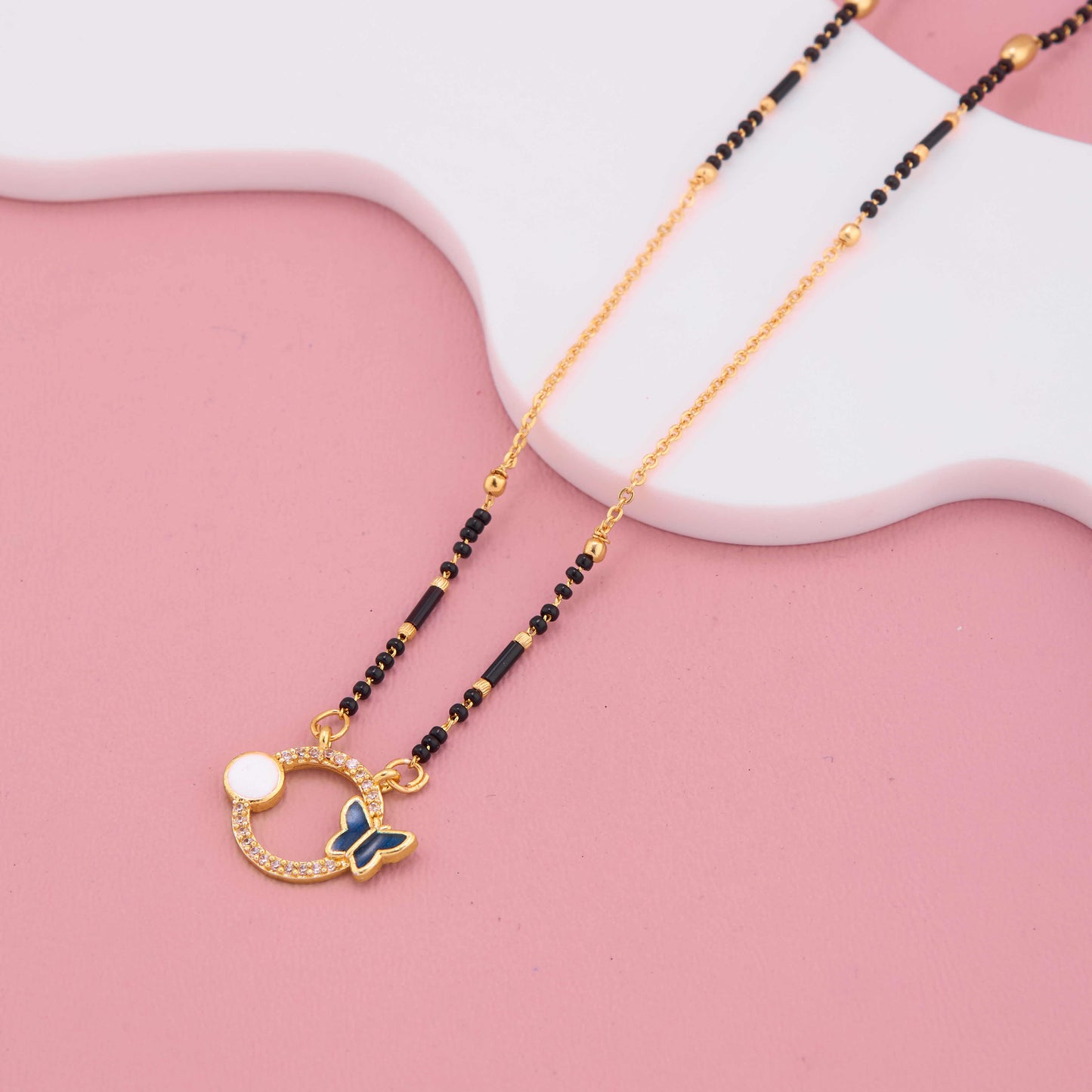 Graceful Butterfly Charm Meenakari Gold Plated Mangalsutra