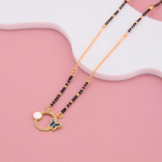 Graceful Butterfly Charm Meenakari Gold Plated Mangalsutra