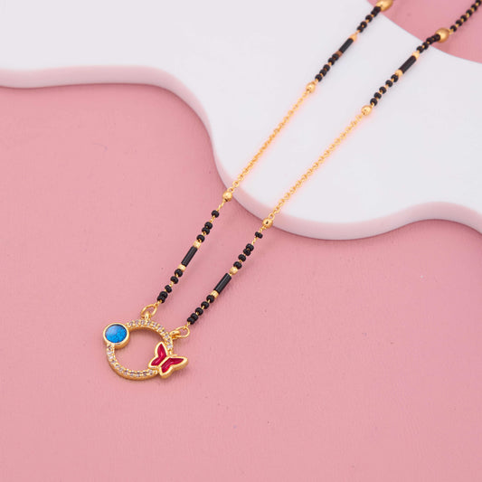 Charming Meenakari Work Mangalsutra with Dual Motif Pendant