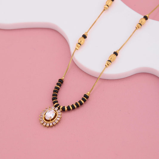 Radiant Sun-Style Pendant Mangalsutra with Diamonds