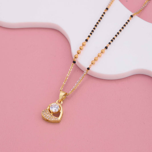 Romantic Heart Shape Mangalsutra with American Diamonds