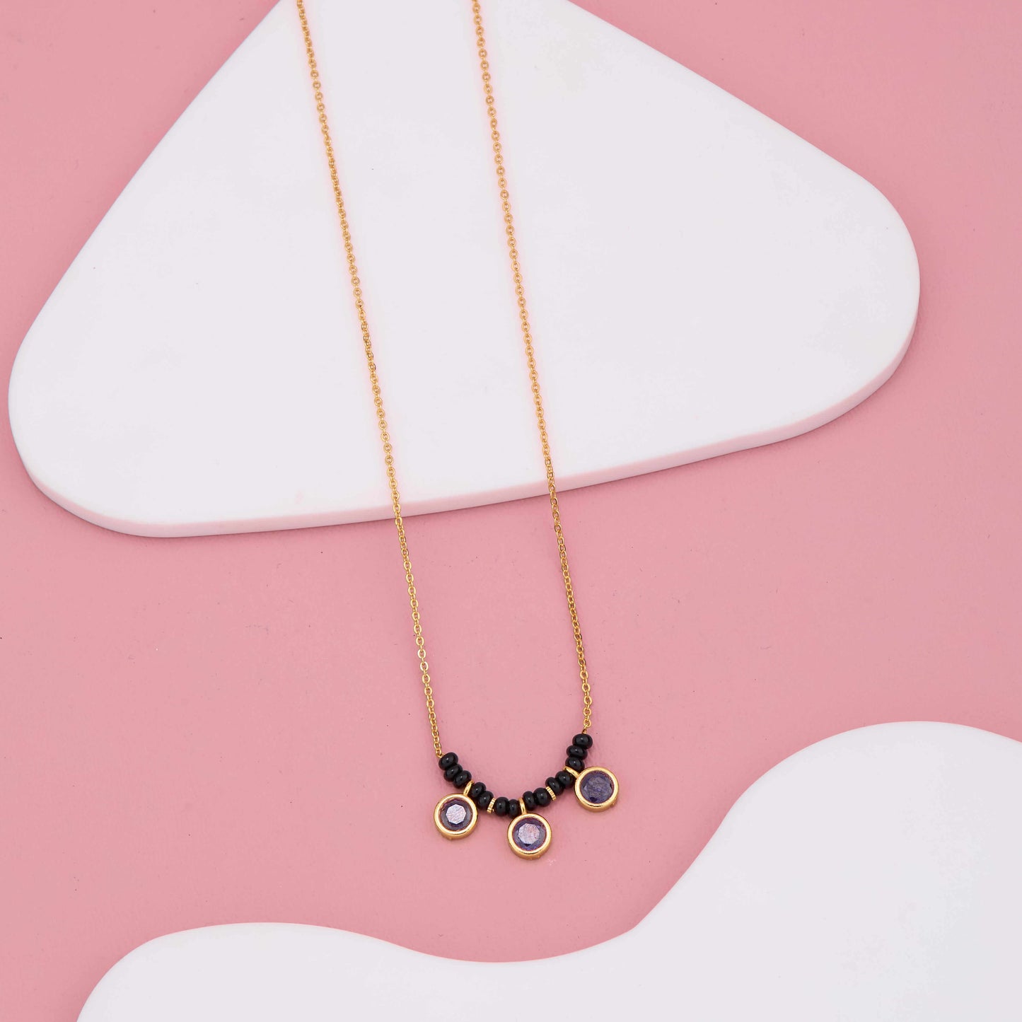 Stylish Purple Artificial Stone Studded Mangalsutra