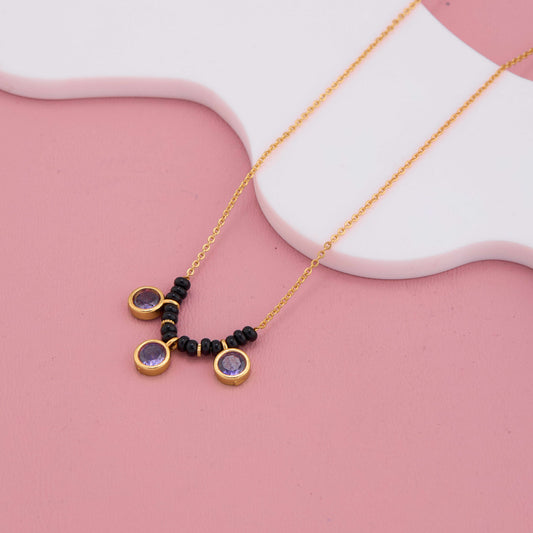 Stylish Purple Artificial Stone Studded Mangalsutra