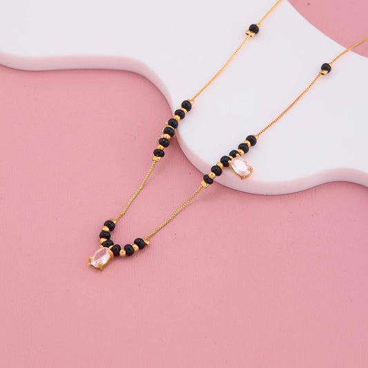 Stylish Black Bead Mangalsutra with Sparkling Diamond Touch