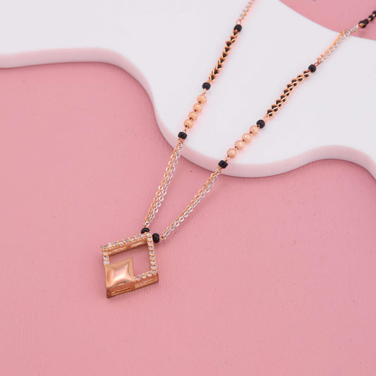 Trendy Triangular Pendant Mangalsutra with Dual-Strand Design