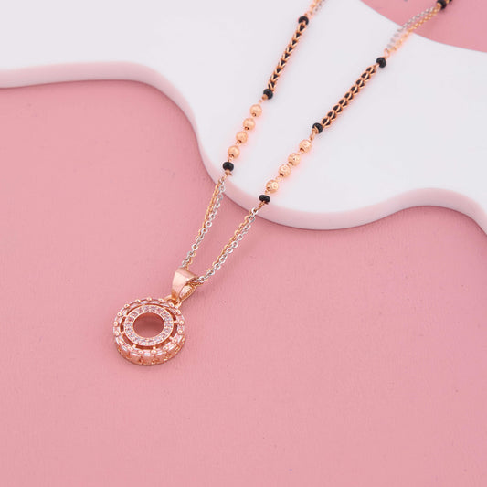 Classic Round Pendant Mangalsutra with American Diamond Accents