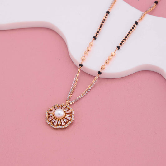 Pearl Radiance American Diamond Rose Gold Mangalsutra