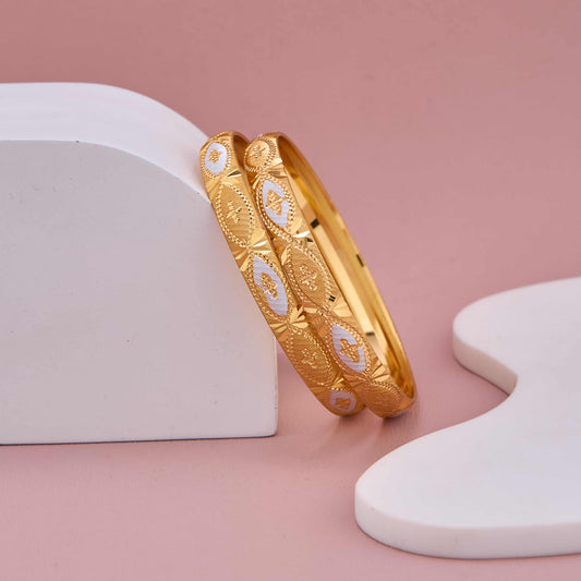 Classic Dual-Tone Bangles with Intricate Pattern Work