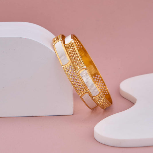 Designer Dual-Tone Bangles Featuring Artistic Cutwork