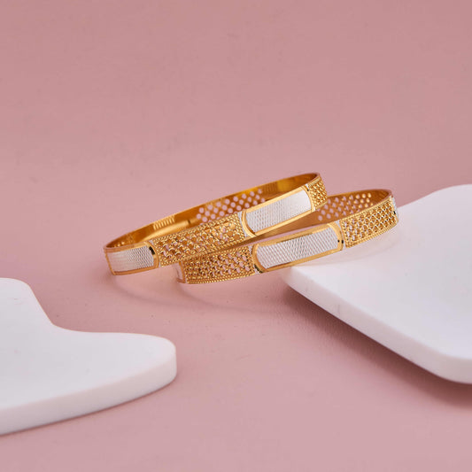 Designer Dual-Tone Bangles Featuring Artistic Cutwork