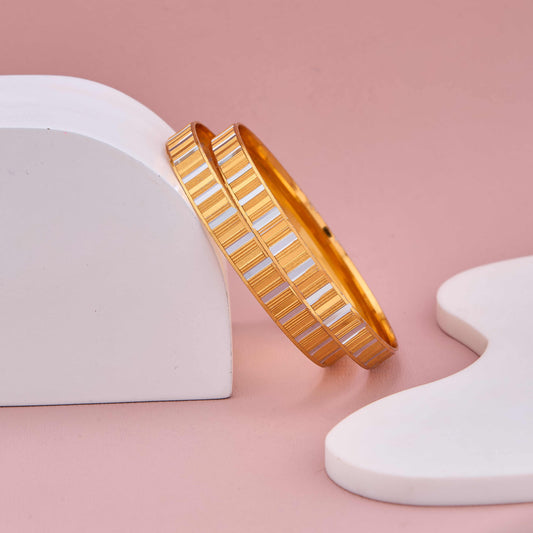 Designer Two-Tone Bangles with Modern Linear Detailing