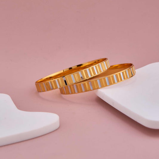 Designer Two-Tone Bangles with Modern Linear Detailing