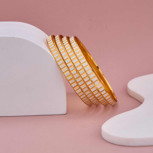 Dual-Tone Gold and White Bangles for Daily & Party Wear