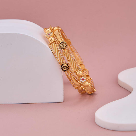 Elegant Heritage Bangles with Artificial Stones and Golden Shine