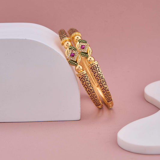 Ruby Charm Leaf Motif Bangles
