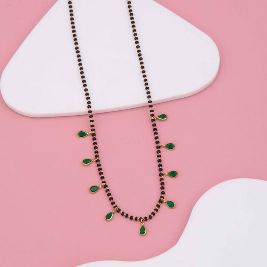 Emerald Teardrop Charm Gold Plated Mangalsutra