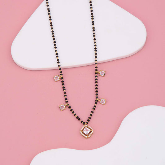 Shimmering Square Accents American Diamond Mangalsutra