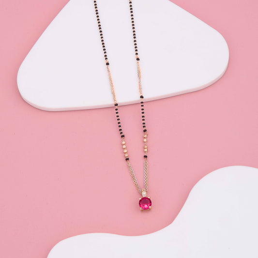 Radiant Red Diamond Dual Strand Rosegold Mangalsutra