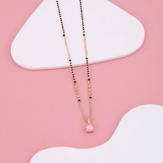 Sophisticated Pastel Pink American Diamond Mangalsutra