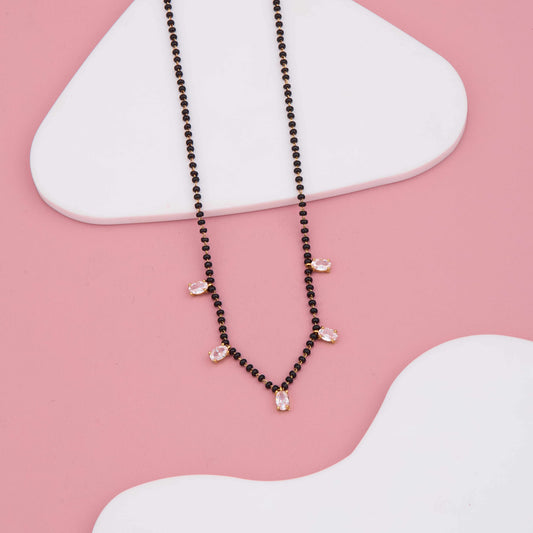 Classic Black Bead Mangalsutra with Sparkling Diamond Accents