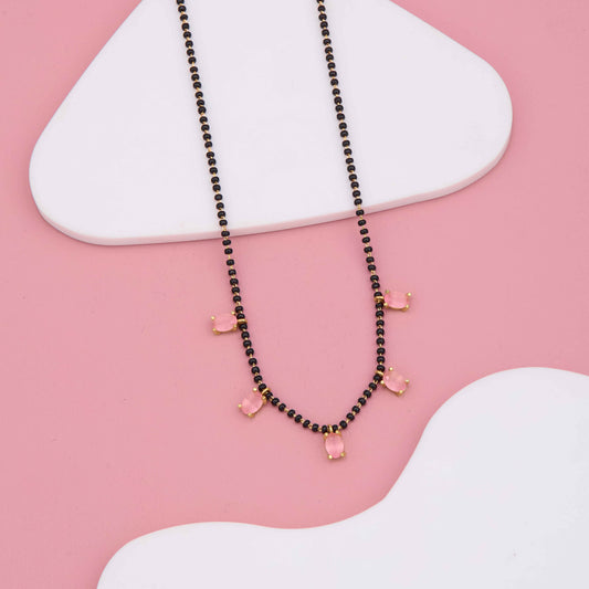 Graceful Mangalsutra with Pink American Diamond Accents