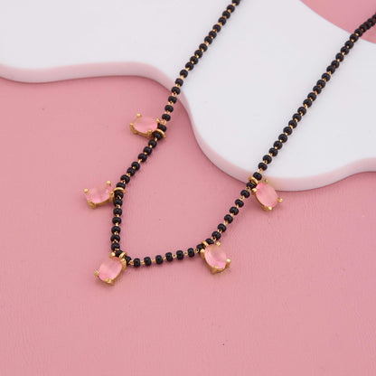 Graceful Mangalsutra with Pink American Diamond Accents