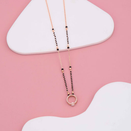 Minimal Rosegold Mangalsutra with Circular Pendant Design
