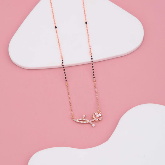 Sparkling Diamond-Studded Floral Branch Mangalsutra