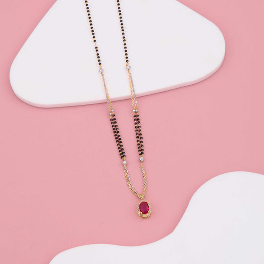 Royal Charm Ruby-Centered American Diamond Mangalsutra