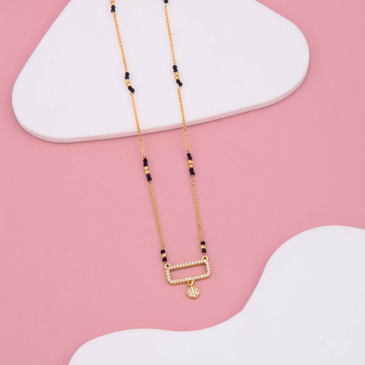 Modern Rectangle Pendant Gold-Plated Mangalsutra
