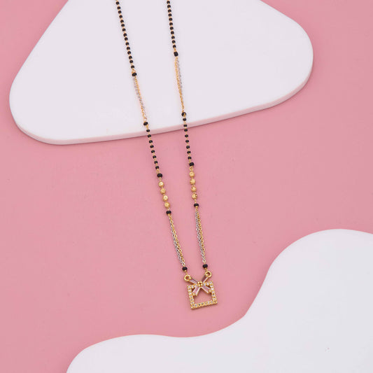 Graceful Square Frame Pendant Mangalsutra with Sparkle