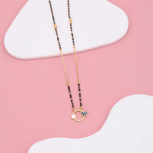 Graceful Butterfly Charm Meenakari Gold Plated Mangalsutra