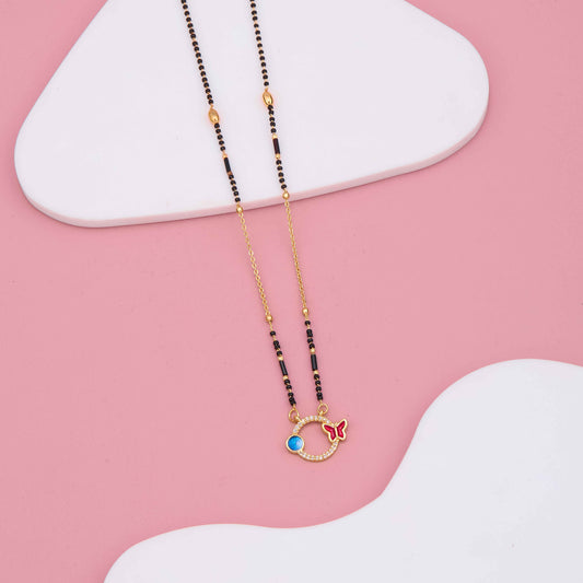 Charming Meenakari Work Mangalsutra with Dual Motif Pendant