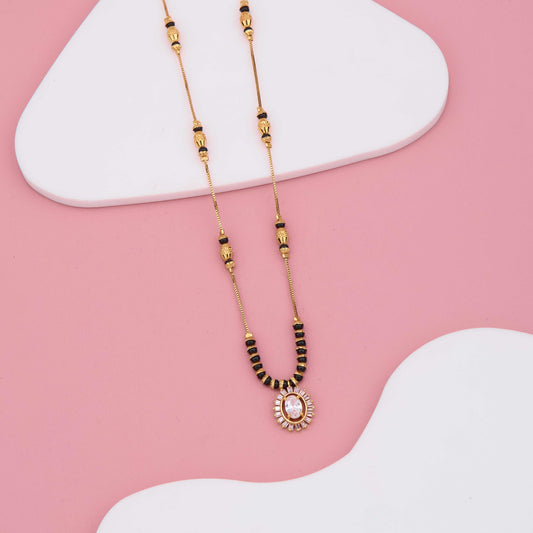 Radiant Sun-Style Pendant Mangalsutra with Diamonds