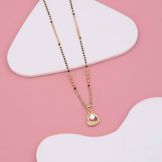 Romantic Heart Shape Mangalsutra with American Diamonds