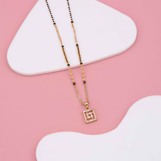 Modern Dual Chain Mangalsutra with Sparkling Square Design