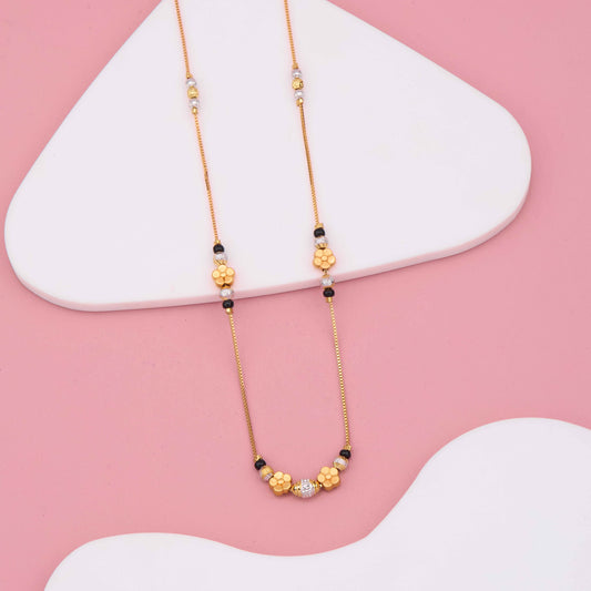 Elegant Gold Plated Mangalsutra with Floral Charm Beads