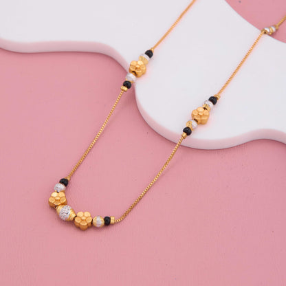 Elegant Gold Plated Mangalsutra with Floral Charm Beads